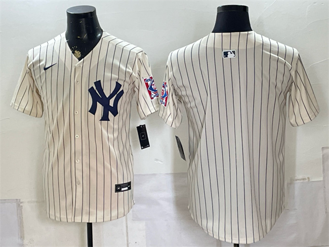 Men's New York Yankees Blank Cream 2026 Field of Dreams Stadium Stitched Baseball Jersey